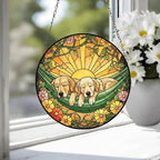 Custom Couple Golden Retriever Glass Suncatcher, Golden Retriever Mom Window Hanging, Wiener Dog Sun Catcher, Pet Lover Gift - image 2