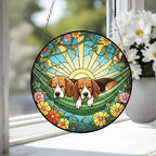 Custom Couple Beagle Glass Suncatcher, Beagle Mom Window Hanging, Wiener Dog Sun Catcher, Pet Lover Gift - image 4