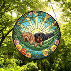 Custom Couple Rottweiler  Glass Suncatcher, Rottweiler  Mom Window Hanging, Wiener Dog Sun Catcher, Pet Lover Gift - image 4