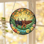 Custom Couple Doberman Pinscher Glass Suncatcher, Doberman Pinscher Mom Window Hanging, Wiener Dog Sun Catcher, Pet Lover Gift - image 3