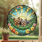 Custom Couple Yorkshire Terrier Glass Suncatcher, Yorkshire Terrier dog Mom Window Hanging, Wiener Dog Sun Catcher, Pet Lover Gift - image 3