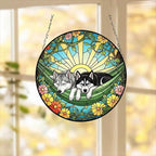 Custom Couple Siberian Husky Glass Suncatcher, Siberian Husky dog Mom Window Hanging, Wiener Dog Sun Catcher, Pet Lover Gift
