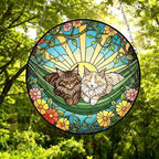 Custom Couple Maine Coon Glass Suncatcher, Maine Coon cat Mom Window Hanging, Wiener Cat Sun Catcher, Pet Lover Gift - image 3