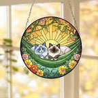 Custom Couple Ragdoll  Glass Suncatcher, Ragdoll cat Mom Window Hanging, Wiener Cat Sun Catcher, Pet Lover Gift