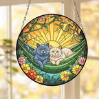 Custom Couple British Shorthair  Glass Suncatcher, British Shorthair cat Mom Window Hanging, Wiener Cat Sun Catcher, Pet Lover Gift - image 2