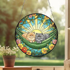 Custom Couple Persian  Glass Suncatcher, Persian  cat Mom Window Hanging, Wiener Cat Sun Catcher, Pet Lover Gift - image 2