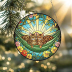 Custom Couple Bengal  Glass Suncatcher, Bengal  cat Mom Window Hanging, Wiener Cat Sun Catcher, Pet Lover Gift - image 4