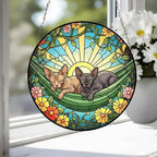 Custom Couple Sphynx Glass Suncatcher, Sphynx cat Mom Window Hanging, Wiener Cat Sun Catcher, Pet Lover Gift - image 6