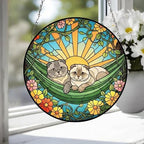 Custom Couple Scottish Fold Glass Suncatcher, Scottish Fold cat Mom Window Hanging, Wiener Cat Sun Catcher, Pet Lover Gift - image 4