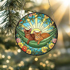 Custom Couple Abyssinian  Glass Suncatcher, Abyssinian  cat Mom Window Hanging, Wiener Cat Sun Catcher, Pet Lover Gift - image 2