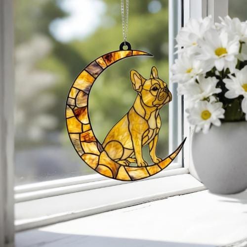 Yellow  French Bulldog ACRYLIC Suncatcher, Dog Suncatcher, French Bulldog , Yellow  Dog, Window Hanging, Gift For Animal Lover, Dog Gift - image 2