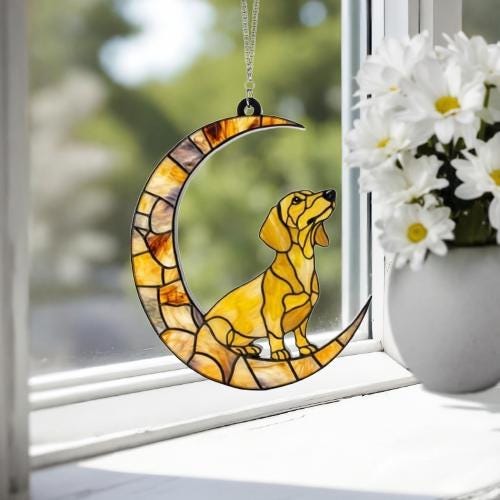 Custom Yellow  Dachshund   ACRYLIC Suncatcher, Dog Suncatcher, Dachshund  , Yellow  Dog, Window Hanging, Gift For Animal Lover, Dog Gift - image 5