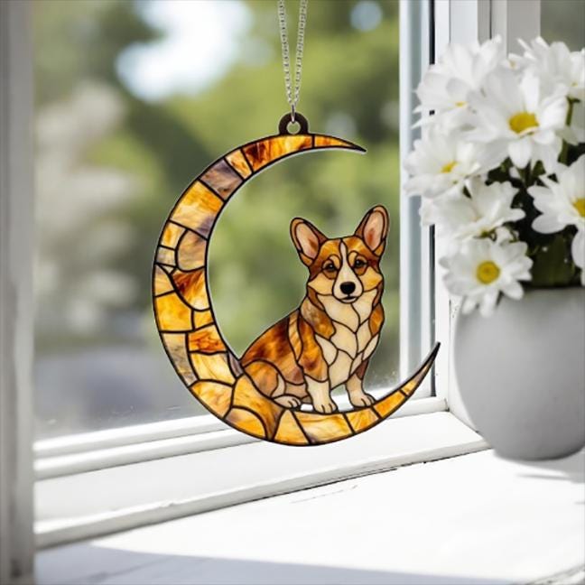 Custom Yellow  Pembroke Welsh Corgi  ACRYLIC Suncatcher, Dog Suncatcher,Yellow  Dog, Window Hanging, Gift For Animal Lover, Dog Gift