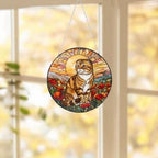 Custom Cat Stained Glass Suncatcher, Mothers Day Gift For Mom, Poppies Flower Suncatcher, Scottish Fold Hanging Window, Cat Lover Gift - image 5