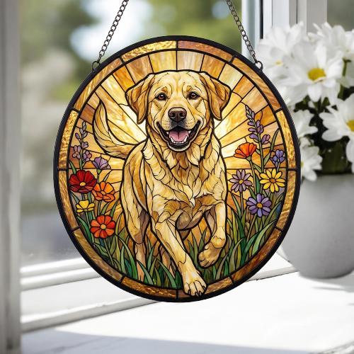 Custom Labrador Retriever Wildflowers Glass Suncatcher: Dog Mom Window Decor - image 4