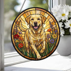 Custom Labrador Retriever Wildflowers Glass Suncatcher: Dog Mom Window Decor - image 4