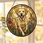 Custom Labrador Retriever Wildflowers Glass Suncatcher: Dog Mom Window Decor