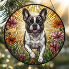 Custom French Bulldog Wildflowers Glass Suncatcher: Dog Mom Window Decor - image 2