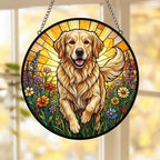 Custom Golden Retriever Wildflowers Glass Suncatcher: Dog Mom Window Decor - image 2