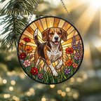 Custom Beagle Wildflowers Glass Suncatcher: Dog Mom Window Decor - image 2
