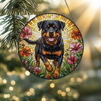 Custom Rottweiler Wildflowers Glass Suncatcher: Dog Mom Window Decor - image 2