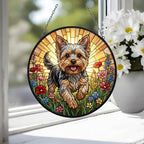 Custom Yorkshire Terrier Wildflowers Glass Suncatcher: Dog Mom Window Decor - image 3