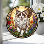 Custom Ragdoll cat   Wildflowers Glass Suncatcher: Cat Mom Window Decor - image 4