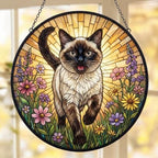 Custom Siamese cat  Wildflowers Glass Suncatcher: Cat Mom Window Decor - image 5