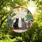 Custom Couple American Shorthair cat  Glass Suncatcher, Cat Plant Window Hanging, Cat Mom Gift, Cat Monstera Suncatcher, Plant Lover Gift - image 5