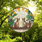 Custom Couple Devon Rex cats Glass Suncatcher, Cat Plant Window Hanging, Cat Mom Gift, Cat Monstera Suncatcher, Plant Lover Gift - image 5