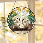 Custom Couple Himalayan cats Glass Suncatcher, Cat Plant Window Hanging, Cat Mom Gift, Cat Monstera Suncatcher, Plant Lover Gift