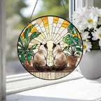 Custom Couple Himalayan cats Glass Suncatcher, Cat Plant Window Hanging, Cat Mom Gift, Cat Monstera Suncatcher, Plant Lover Gift - image 4