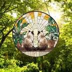 Custom Couple Himalayan cats Glass Suncatcher, Cat Plant Window Hanging, Cat Mom Gift, Cat Monstera Suncatcher, Plant Lover Gift - image 5