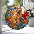 Custom Sphynx Cat Suncatcher, Floral Grey Cat Window Hanging,  Cat Mom Gift, Unique Gift, Cat Lovers, Animal Decor - image 3