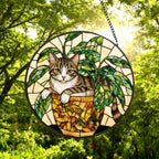 Custom Domestic Shorthair Cat Stained Glass Window Hanging for Plant Lovers, Cozy Sunlit Home and Garden Decor, gift for cat lover - image 5