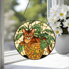 Custom Abyssinian  Cat Stained Glass Window Hanging for Plant Lovers, Cozy Sunlit Home and Garden Decor, gift for cat lover - image 3