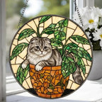 Custom Scottish Fold Cat Stained Glass Window Hanging for Plant Lovers, Cozy Sunlit Home and Garden Decor, gift for cat lover - image 3