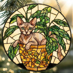 Custom Sphynx  Cat Stained Glass Window Hanging for Plant Lovers, Cozy Sunlit Home and Garden Decor, gift for cat lover - image 2