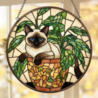 Custom Siamese Cat Stained Glass Window Hanging for Plant Lovers, Cozy Sunlit Home and Garden Decor, gift for cat lover - image 2