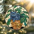 Custom British Shorthair Cat Stained Glass Window Hanging for Plant Lovers, Cozy Sunlit Home and Garden Decor, gift for cat lover - image 2