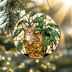 Custom Oriental Shorthair Cat Stained Glass Window Hanging for Plant Lovers, Cozy Sunlit Home and Garden Decor, gift for cat lover - image 2