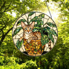 Custom Oriental Shorthair Cat Stained Glass Window Hanging for Plant Lovers, Cozy Sunlit Home and Garden Decor, gift for cat lover - image 4