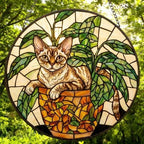 Custom Devon Rex cat Stained Glass Window Hanging for Plant Lovers, Cozy Sunlit Home and Garden Decor, gift for cat lover - image 3