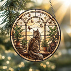 Custom Maine Coon Cat And Book Glass Suncatcher , Book Window Decor, Cat Lover Gift, Book Lover Gift - image 2