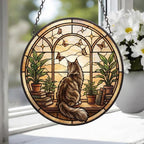 Custom Maine Coon Cat And Book Glass Suncatcher , Book Window Decor, Cat Lover Gift, Book Lover Gift - image 3