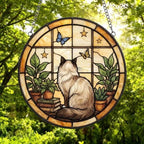 Custom Ragdoll Cat And Book Glass Suncatcher , Book Window Decor, Cat Lover Gift, Book Lover Gift - image 4
