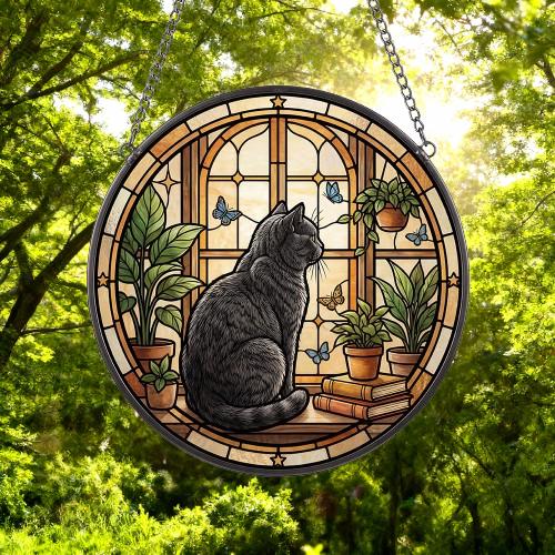 Custom British Shorthair Cat And Book Glass Suncatcher , Book Window Decor, Cat Lover Gift, Book Lover Gift - image 4