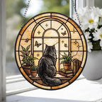 Custom Persian  Cat And Book Glass Suncatcher , Book Window Decor, Cat Lover Gift, Book Lover Gift - image 3