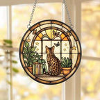 Custom Bengal  Cat And Book Glass Suncatcher , Book Window Decor, Cat Lover Gift, Book Lover Gift - image 5
