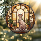 Custom Sphynx Cat And Book Glass Suncatcher , Book Window Decor, Cat Lover Gift, Book Lover Gift - image 4